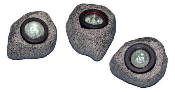 Set 3 Faretti per Laghetti da Giardino a LED 10W Incassati in Rocce Artificiali