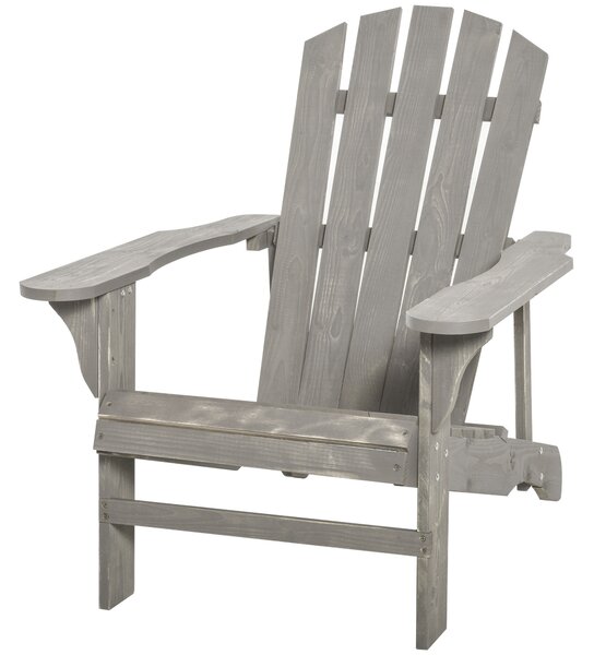 Outsunny Poltrona adirondack Poltrona da Giardino Poltrona da Esterno dim. 78L x 89P x 88H cm Legno Massiccio Abete Grigio Effetto Invecchiato per Giardino, Terrazza e Balcone