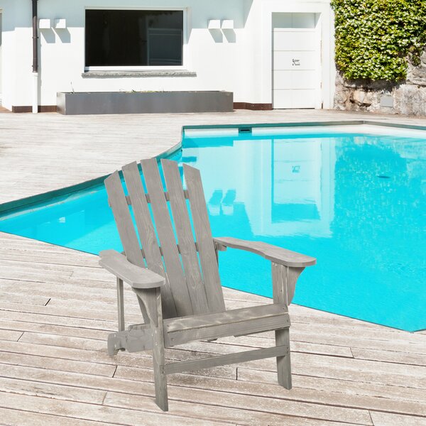 Outsunny Poltrona adirondack Poltrona da Giardino Poltrona da Esterno dim. 78L x 89P x 88H cm Legno Massiccio Abete Grigio Effetto Invecchiato per Giardino, Terrazza e Balcone