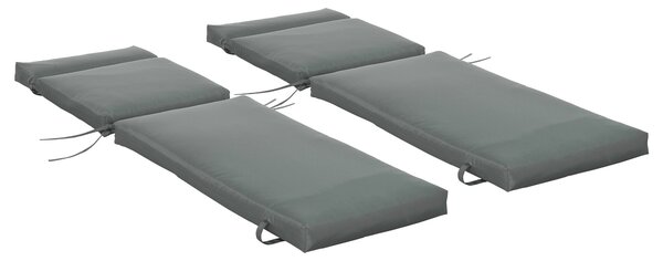 Outsunny Set 2 Cuscini per Sedie da Esterno con Cinghie, Cuscini da Esterno Imbottito in Cotone e Poliestere, per Sdraio Prendisole Poltrona Giardino, 196x55x8 cm, Grigio Scuro | Aosom Italy