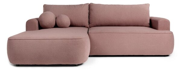 Divano angolare in rosa chiaro allungabile (con penisola a sinistra) con rivestimento in bouclé Quinoa – Bonami Selection