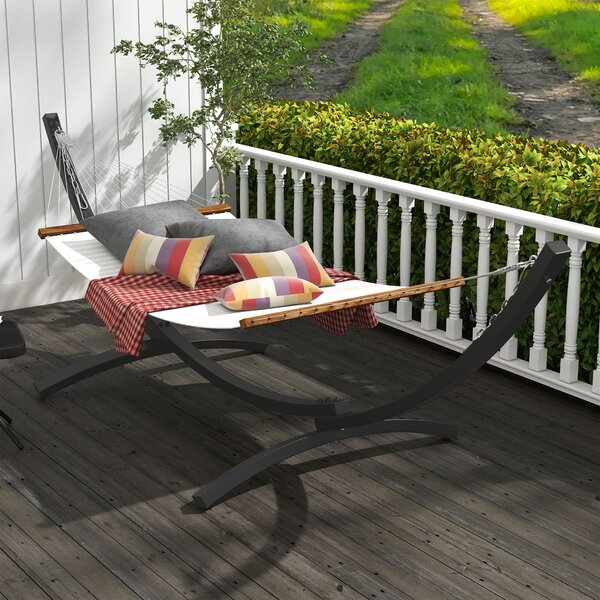 Outsunny Supporto Piede Amaca Struttura in Metallo Robusto rivestimento in resina epossidica, lunghezza 360 cm per amache da 270 a 330 cm, grigio