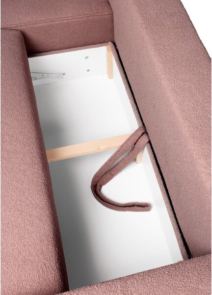 Divano angolare in rosa chiaro allungabile (con penisola a sinistra) con rivestimento in bouclé Quinoa – Bonami Selection
