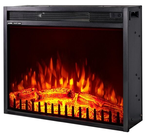 Camino Elettrico da Incasso 47,5x58,5x18 cm Effetto Fiamma 1500W Vienna 23 Nero