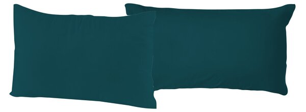 Coppia di Federe 52x82 cm in Cotone Tinta Unita Verde Petrolio