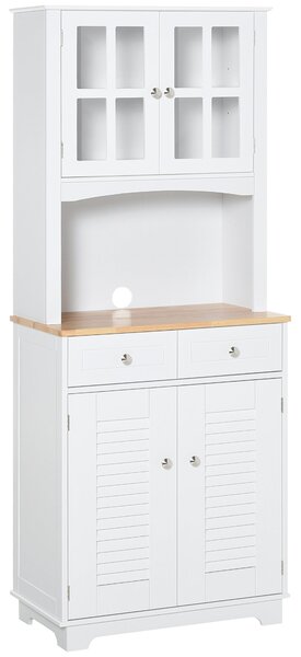 Mobile da Cucina Credenza con Ante e Cassetti 68x39,5x170 cm in Legno Bianca