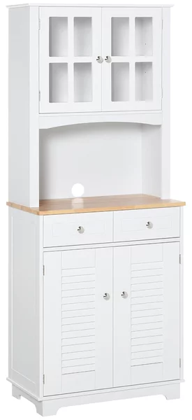Mobile da Cucina Credenza con Ante e Cassetti 68x39,5x170 cm in Legno Bianca