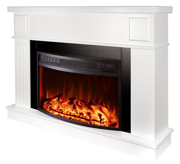 Camino Elettrico da Pavimento 95x145x30 cm Effetto Fiamma 1850W Marina xl & Elbrus Bianco/nero