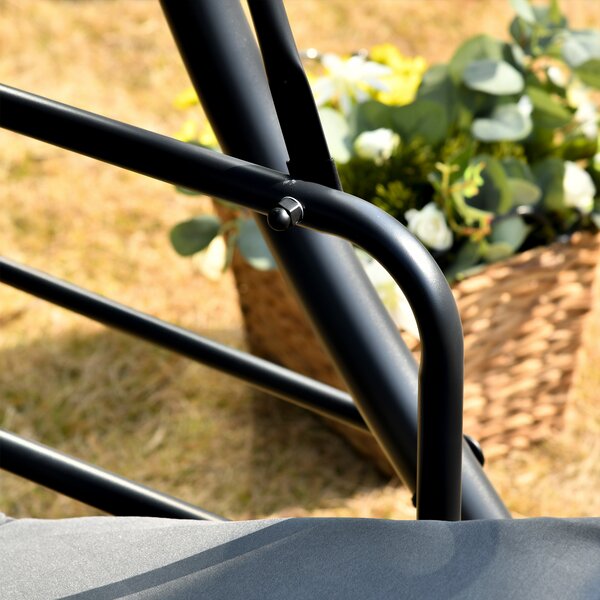 Outsunny Altalena da Giardino Convertibile a 3 Posti Grand Comfort con Tetto Regolabile Materasso Incluso 2L x 1,25l x 1,7H m Metallo Poliestere Nero Antracite