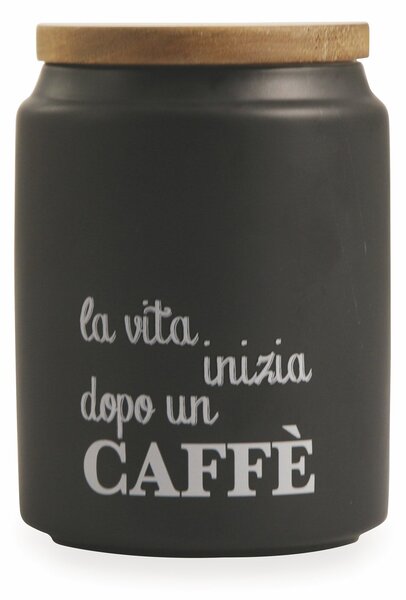 Barattolo Caffè con Scritta Ø11x15 cm in Gres con Coperchio in Bambù VdE Tivoli 1996