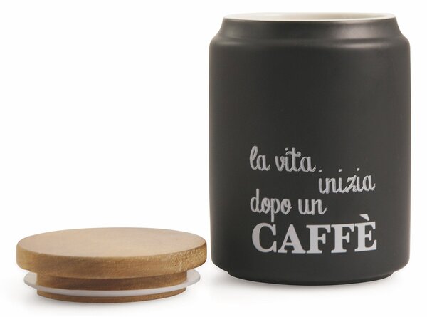 Barattolo Caffè con Scritta Ø11x15 cm in Gres con Coperchio in Bambù VdE Tivoli 1996