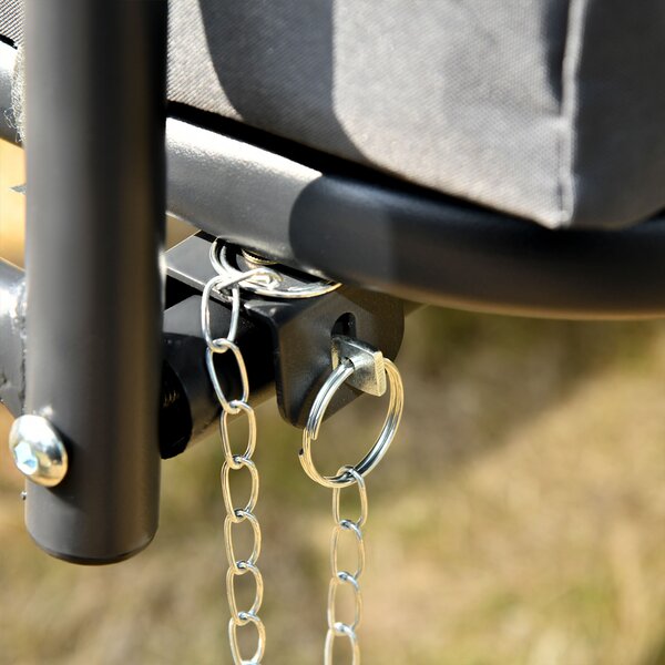 Outsunny Altalena da Giardino Convertibile a 3 Posti Grand Comfort con Tetto Regolabile Materasso Incluso 2L x 1,25l x 1,7H m Metallo Poliestere Nero Antracite