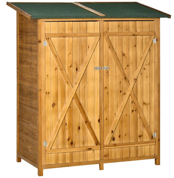 Casette Box da Giardino Porta Utensili 140x75x157 cm 2 Ante in Legno di Abete