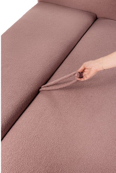 Divano in rosa chiaro allungabile con rivestimento in bouclé 247 cm Quinoa – Bonami Selection