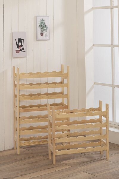 Cantinetta Portabottiglie 24 Bottiglie 63x25x62 cm in Pino Naturale non Verniciato