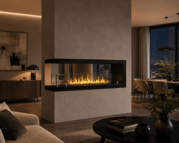 Divina Fire Camino a Bioetanolo da Incasso Trifacciale Biocamino 3 Lati 120x50 cm Maratea 120 - DF1200U