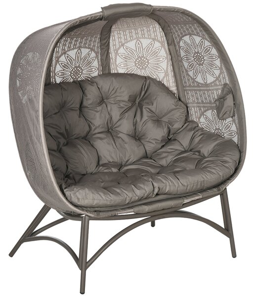 Poltrona 2 Posti da Giardino 126x75x142 cm con Cuscino Marrone Sabbia