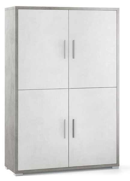 Mobile con 4 Ante 108x161x41 cm Cemento/Ossido Bianco