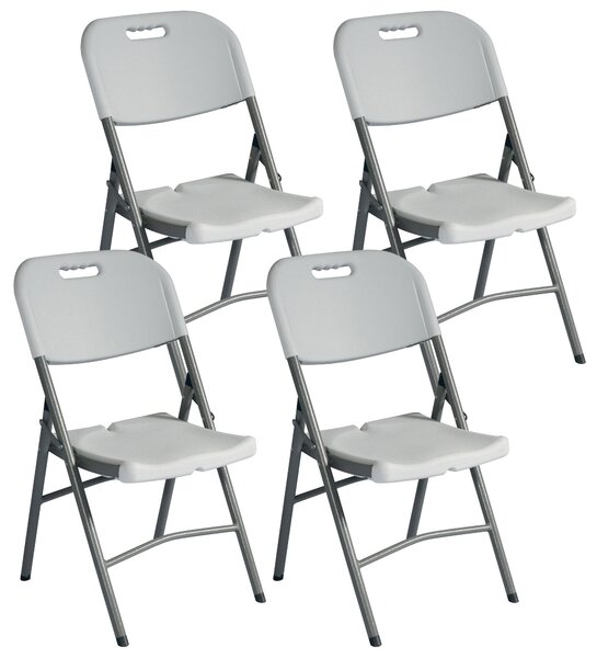 Set 4 Sedie Catering Pieghevoli da Giardino 47x61x87 cm in Polietilene Bianche