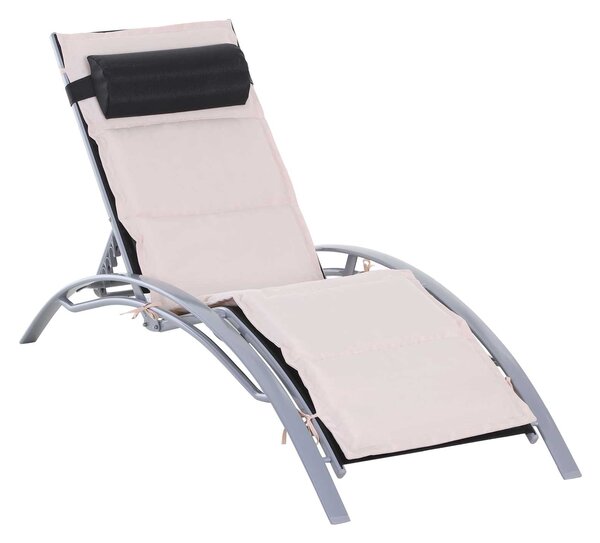 Lettino Chaise Longue da Giardino da Giardino Poltrona Relax Reclinabile in Alluminio 170x64x80 cm