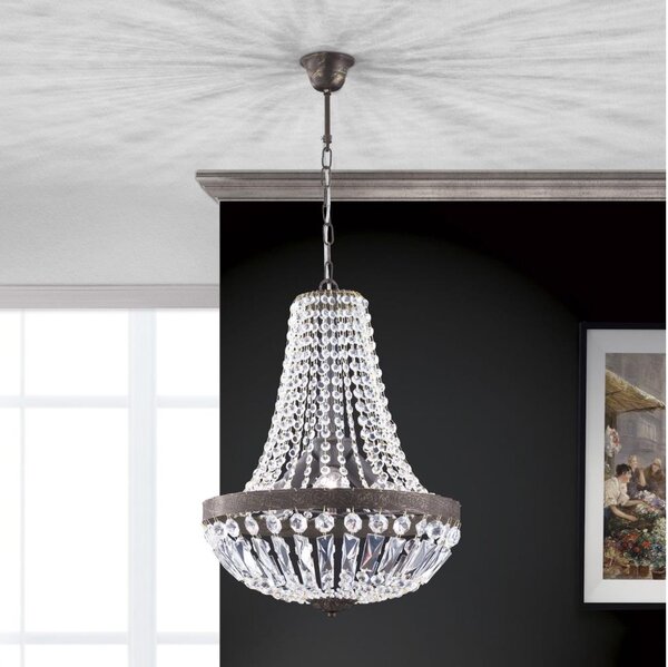 Orion HL 6-1497/3 - Lampadario di cristallo a sospensione con catena ARILA 3xE27/60W/230V marrone/patina