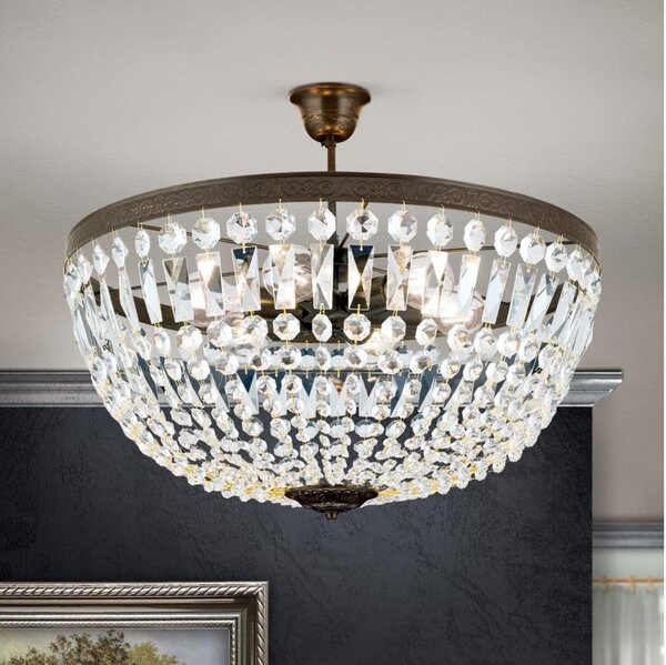Orion DL 7-542/6-Lampadario di cristallo a sospensione con supporto rigido ARILA 6xE27/60W/230V diametro 60 cm marrone/patina