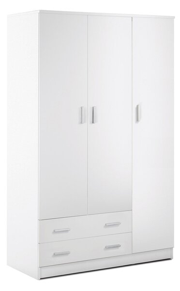 Armadio 3 Ante 2 Cassetti 115x182x52 cm Bianco Lisco