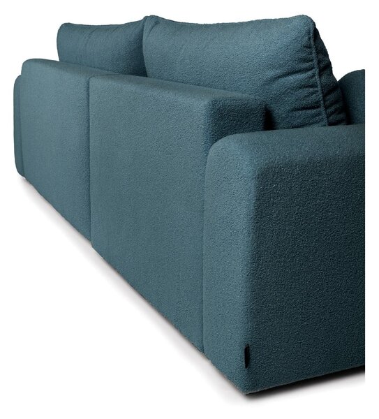 Divano angolare blu allungabile (con penisola a sinistra) con rivestimento in bouclé Quinoa – Bonami Selection