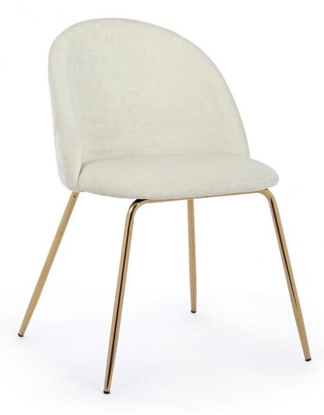 Set 4 Sedie 49x55x77 cm in Poliestere Effetto Velluto Bianco