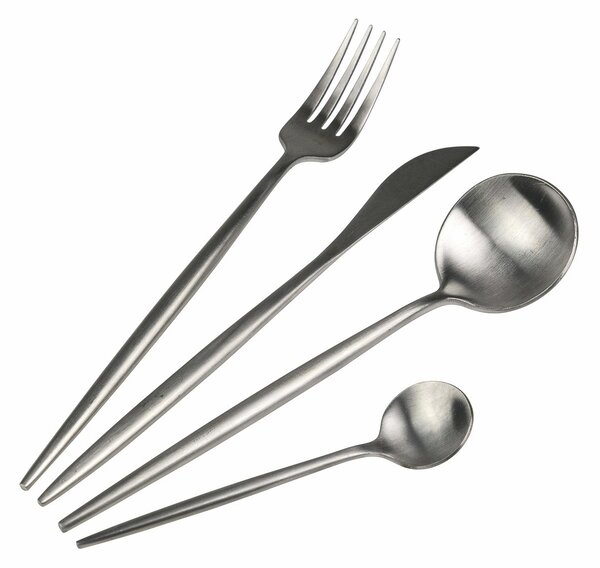 Servizio Set di Posate 24 Pezzi in Acciaio Silver Opaco VdE Tivoli 1996 Preciosa