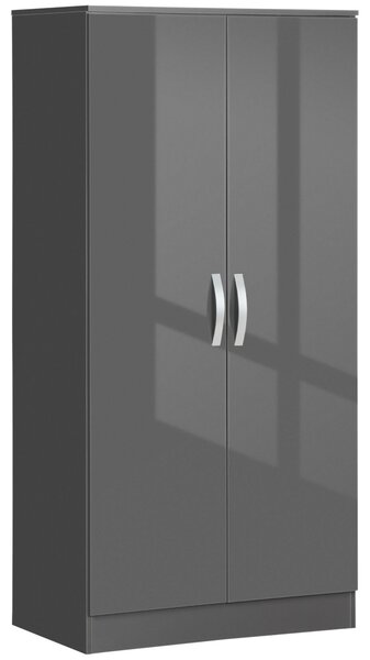Mobile Guardaroba 2 Ante 76x47x160 cm in Truciolato con Asta Grigio