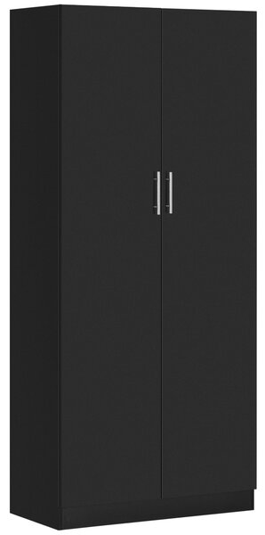Armadio 2 Ante 4 Ripiani 80x40x180 cm in Legno MDF Nero