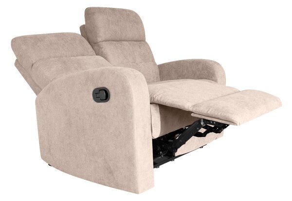 Divano 2 Posti Recliner con Poggiapiedi 130x85x100 cm in Tessuto Beige