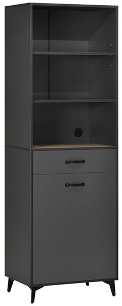 Mobile Dispensa Alto 60x42x180 cm Ripiani Regolabili Aperti in Truciolato e MDF Grigio