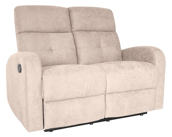 Divano 2 Posti Recliner con Poggiapiedi 130x85x100 cm in Tessuto Beige