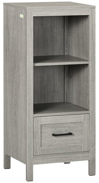 Mobiletto Bagno Salvaspazio 2 Ripiani 1 Cassetto 40x30x89 cm in Legno Grigio