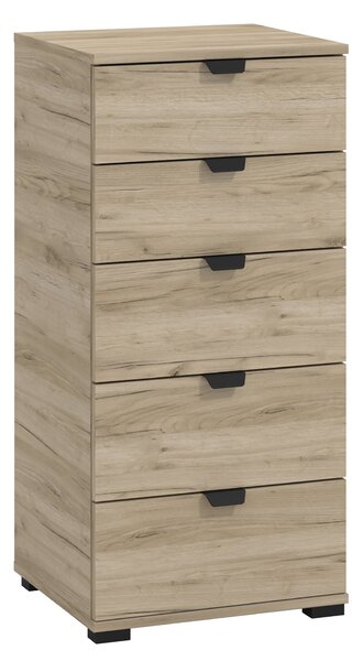Cassettiera 5 Cassetti 45x40x95 cm in Laminato Effetto Quercia