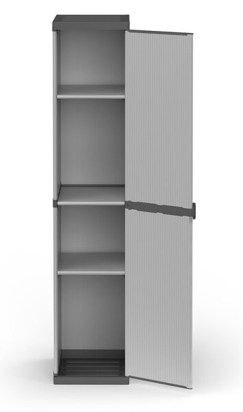 Armadio da Esterno 34x40x165 cm 1 Anta 4 Ripiani in Resina Grigio