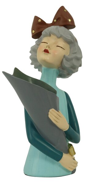 Statuina Donna in Resina portafiori blu cm 16,5x12xh32