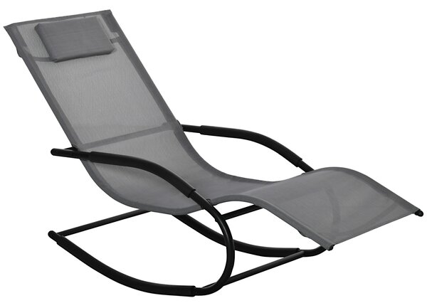 Sedia a Dondolo Zero Gravity da Giardino 63x160x88 cm in Metallo e Texteline Grigio
