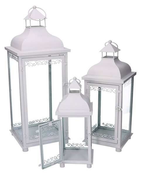 Set 3 Lanterne in Metallo bianco
