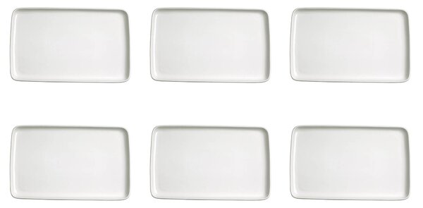 Set 6 Vassoi Snack Rettangolari 16x8x1,5 cm in Porcellana Allluminica Kaleidos Aluxina Bianchi