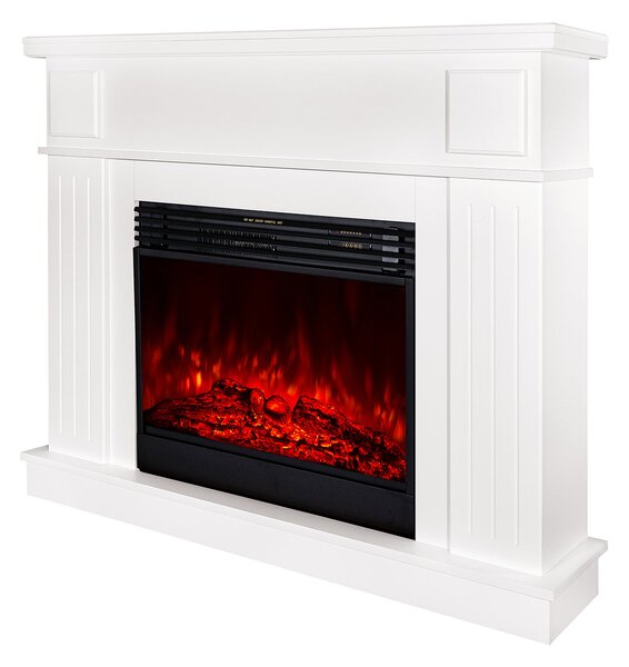 Camino Elettrico da Pavimento 106x130x30 cm Effetto Fiamma 1950W Marina Prestige & Mirabella Bianco Bianco
