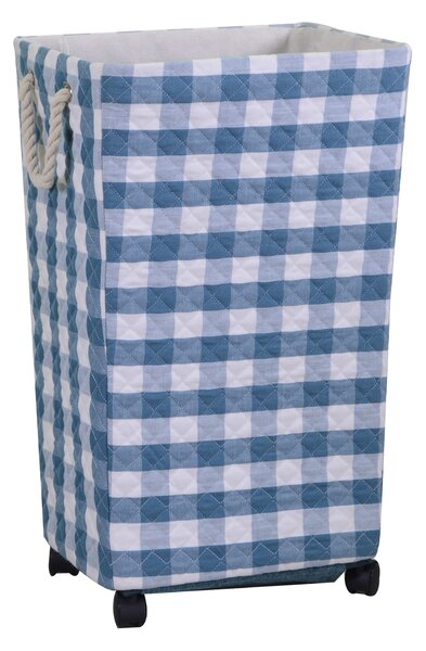 Cesto Portabiancheria in tessuto azzurro rettangolare con rotelle cm 40x30xh70