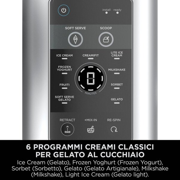 Ninja Macchina per Gelato Gelatiera 13 in 1 Capacit 0.47 Litri Potenza 800 Watt colore Grigio - NC701EU CREAMi Scoop & Swirl