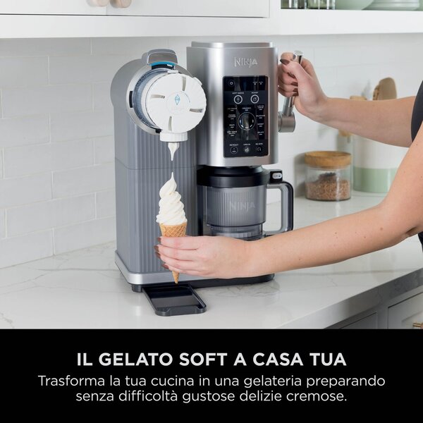 Ninja Macchina per Gelato Gelatiera 13 in 1 Capacit 0.47 Litri Potenza 800 Watt colore Grigio - NC701EU CREAMi Scoop & Swirl