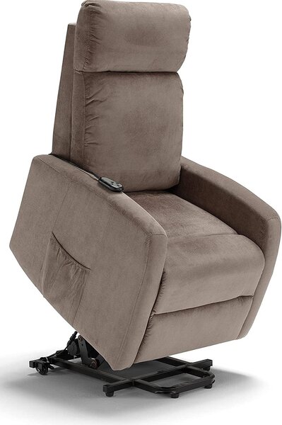 Poltrona Alzapersona Elettrica 2 Motori 67x75x110 cm in Tessuto Seattle Fango