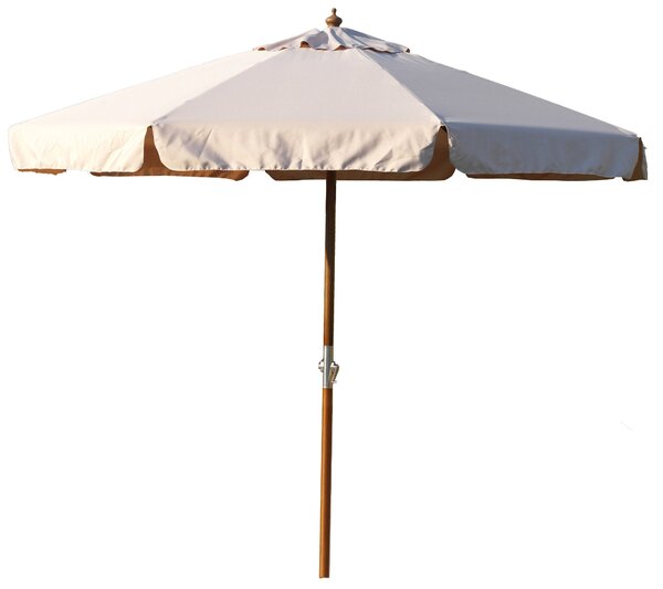Ombrellone da Giardino 3x3 m Palo Ø48 mm in Legno e Poliestere Impermeabile Ecrù