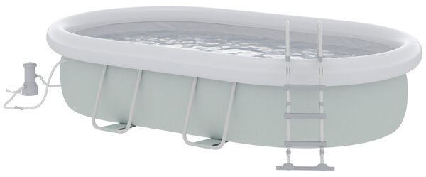 Piscina Fuori Terra 540x304x106 cm Telaio in Acciaio con Filtro e Scaletta Grigia