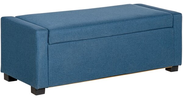 Panca Fondo Letto 120x50x44 cm con Vano Contenitore in Tessuto Blu